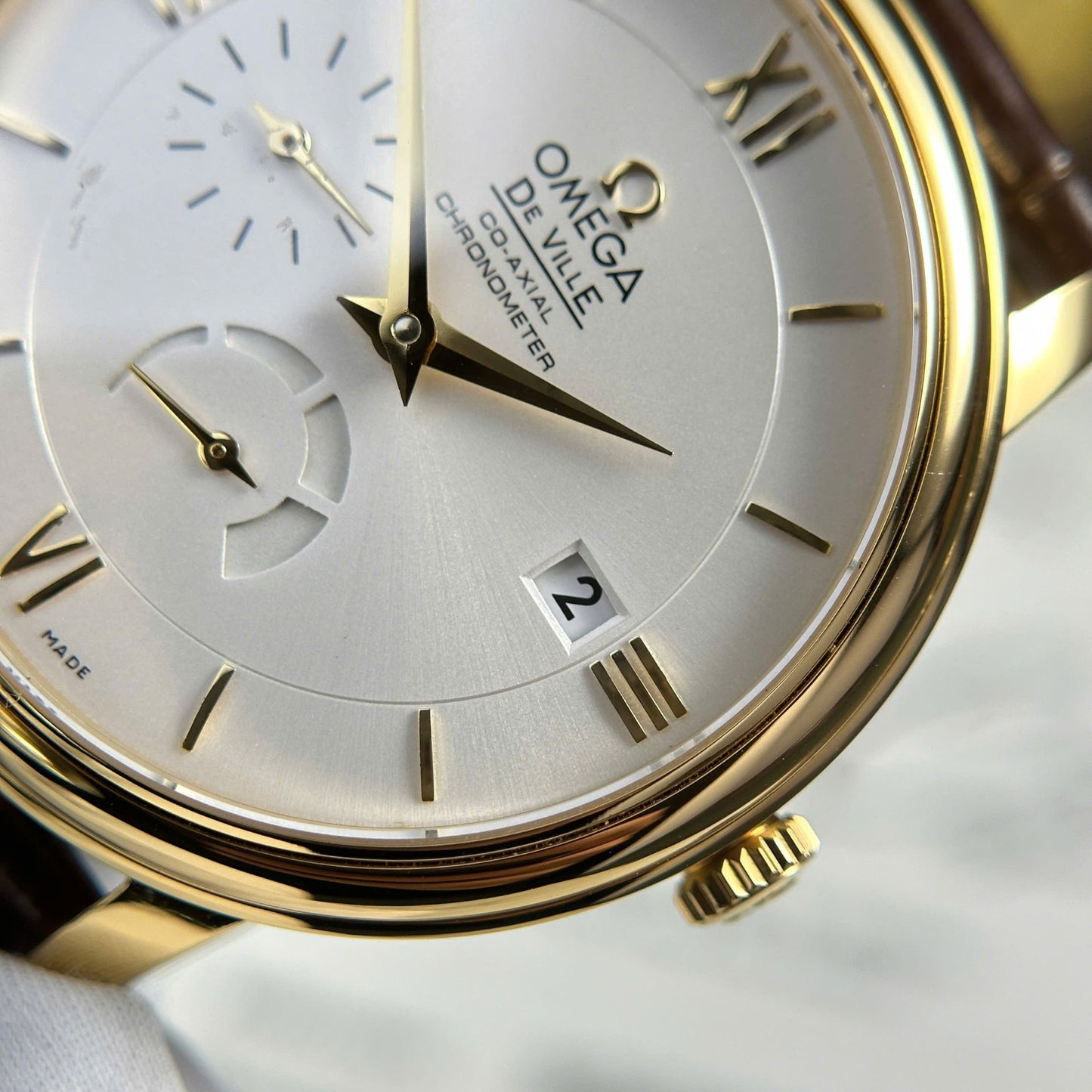 Omega De Ville Prestige Power Reserve Replica 11 Watch Leather Strap 39.5mm