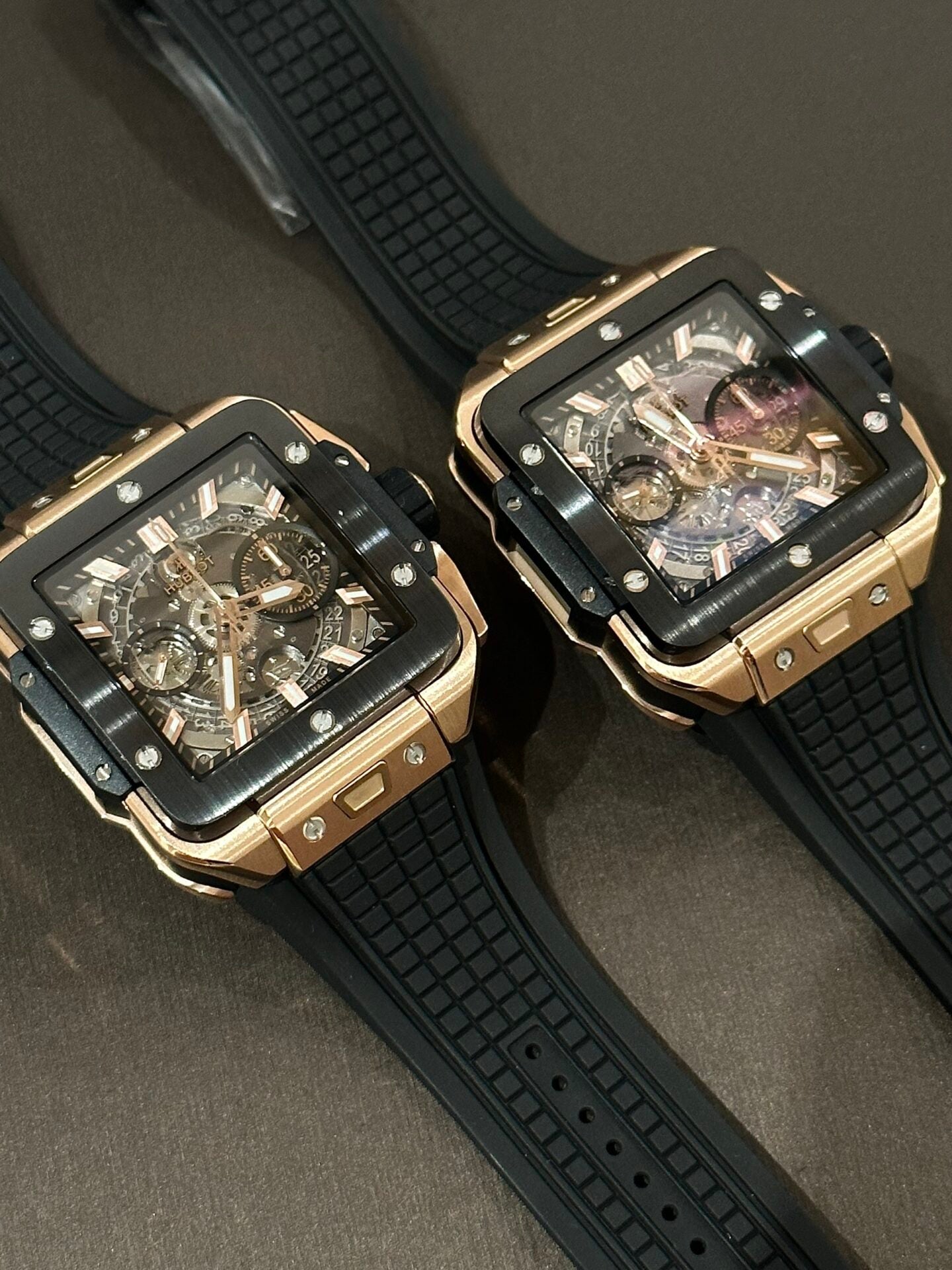 Hublot Big Big Square Best Replica Watch Rose Gold Black Bezel 42mm