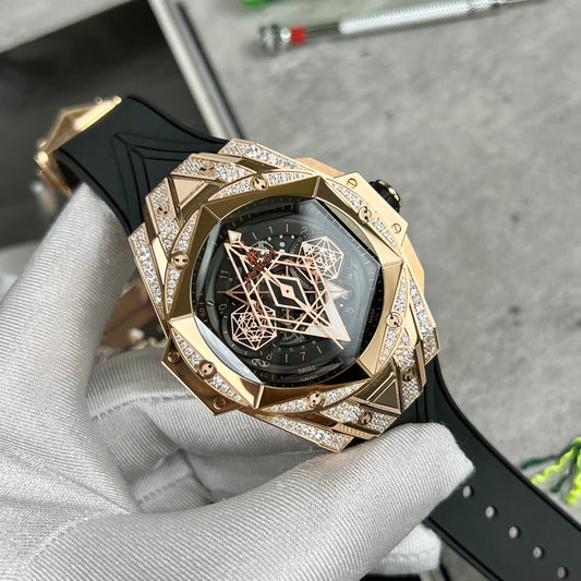 Hublot Replica Watch Big Bang Sang Bleu II King Gold Diamond 45mm