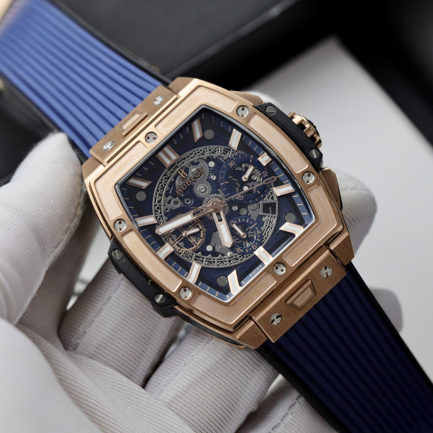 Hublot Replica Watch Spirit Of Big Bang King Gold Dial Blue 42mm
