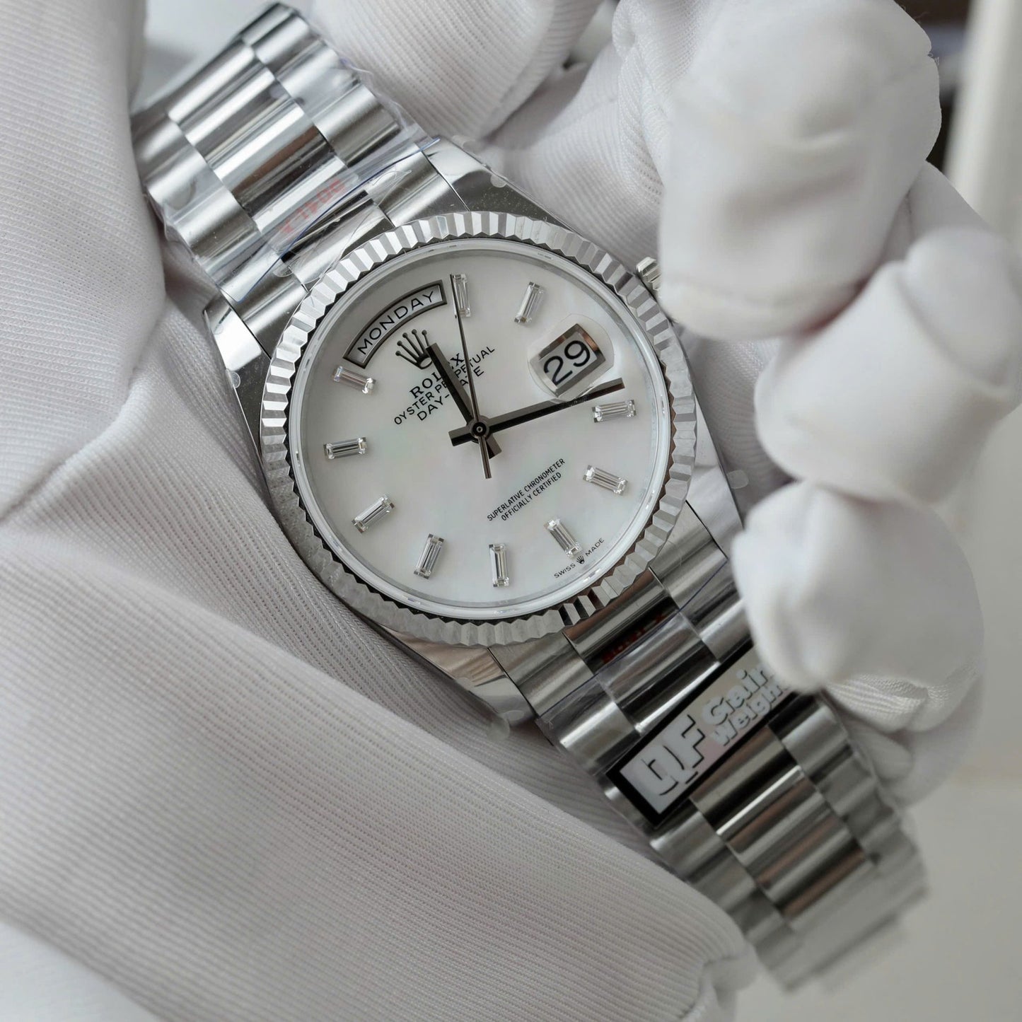 Rolex Day-Date 128236 MOP Dial Copies Watches Weight 158gram QF Factory 36mm