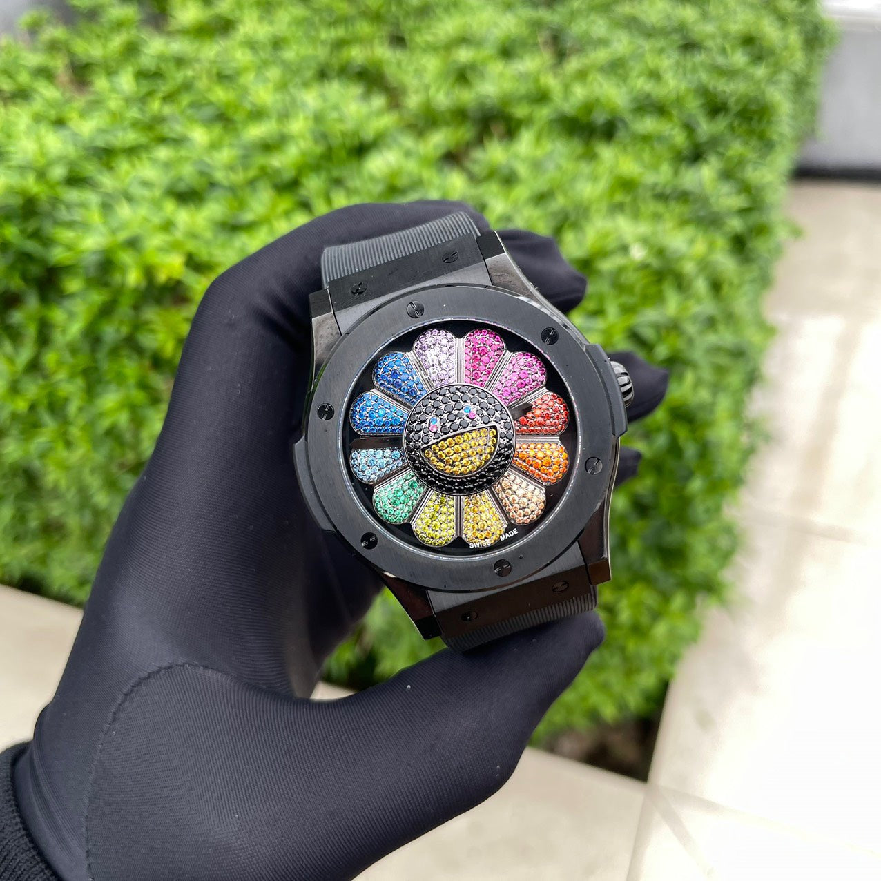 Hublot Replica Watch Takashi Murakami Rainbow Ceramic Rubber Strap 45mm