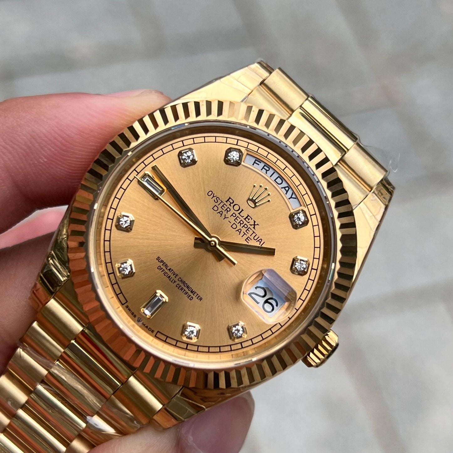 Rolex Day-Date Replica 1:1 Watch Champagne Dial Jubilee Strap 40mm