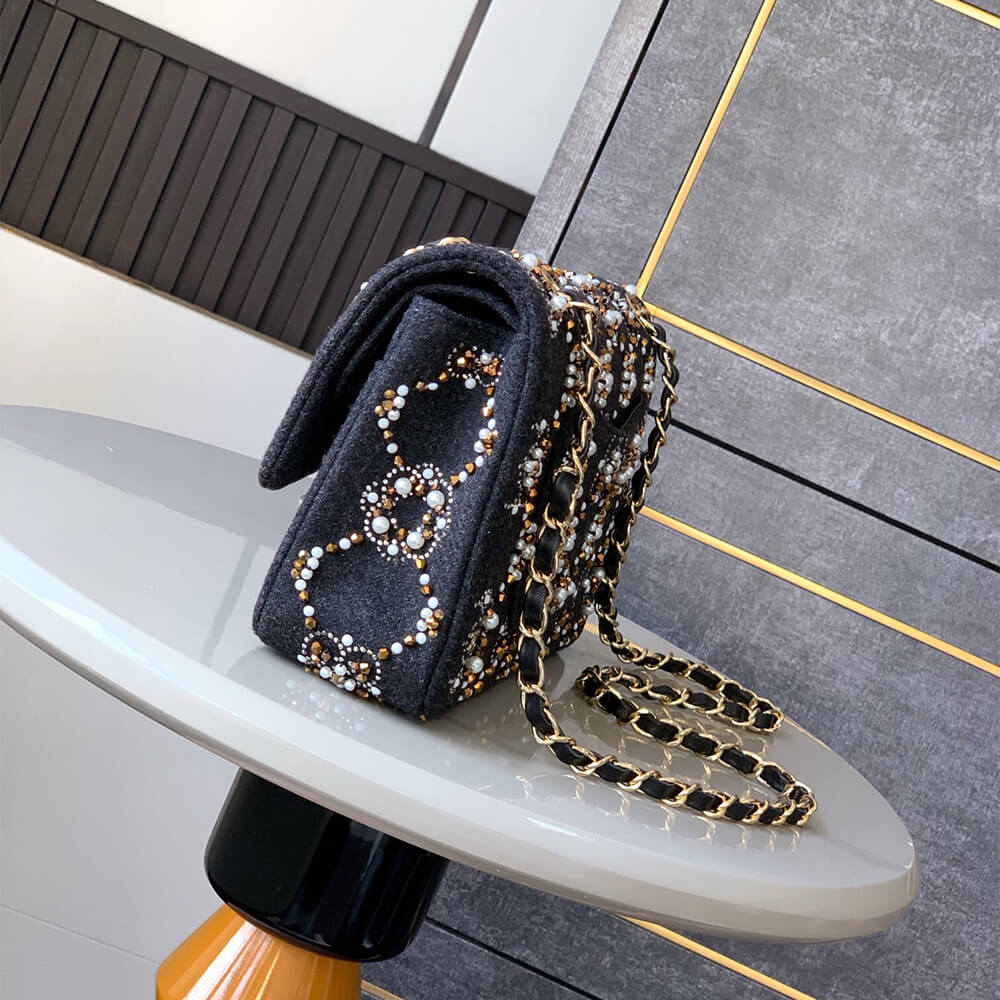 CHANEL Pearl Classic Double Flap Handbag(HIGH-END GRADE)