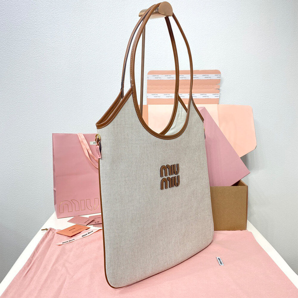 MIUMIU REGULAR IVY canvas and leather bag(HIGH-END GRADE)