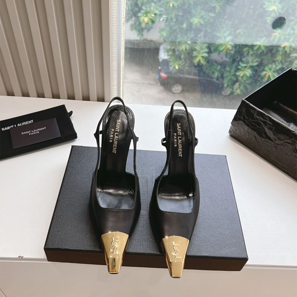 YSL Jeanne Slingback Pumps in Smooth Leather