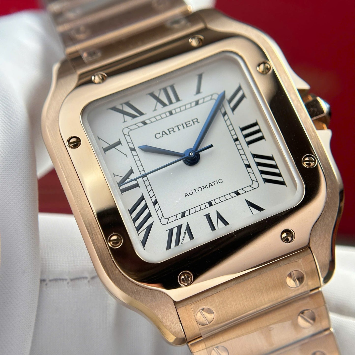 Cartier Santos Rose Gold Replica 11 Watch Dial White BV Factory 35mm