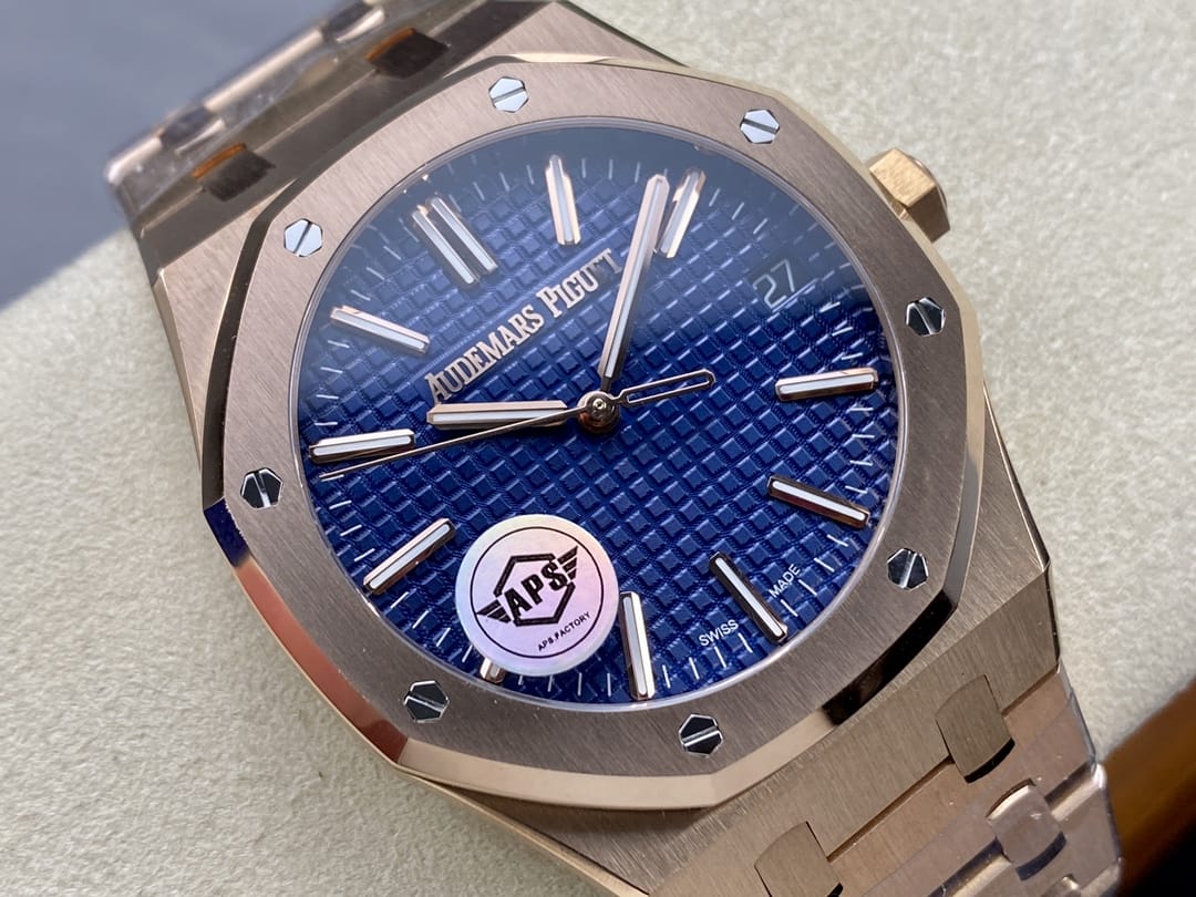 Audemars Piguet Replica AP Watch Royal Oak Selfwinding ¡°50th Anniversary¡± 41mm Rose Gold Blue Dial 15510OR.OO.1320OR.01-APS(1:1 replica)