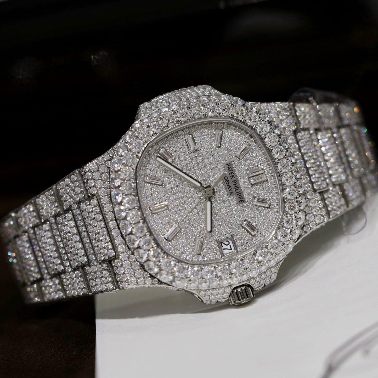 Patek Philippe Best Replica Watch Nautilus 5719 Custom Full Moissanite Diamonds 40mm
