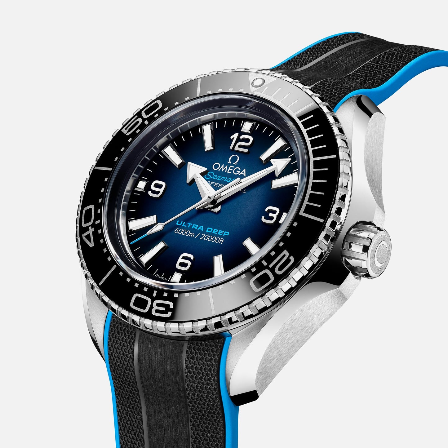 Seamaster Planet Ocean Ultra Deep Professional 6000M Co-Axial Master Chronometer 45.5mm Blue Dial On Rubber Strap(1:1 replica)