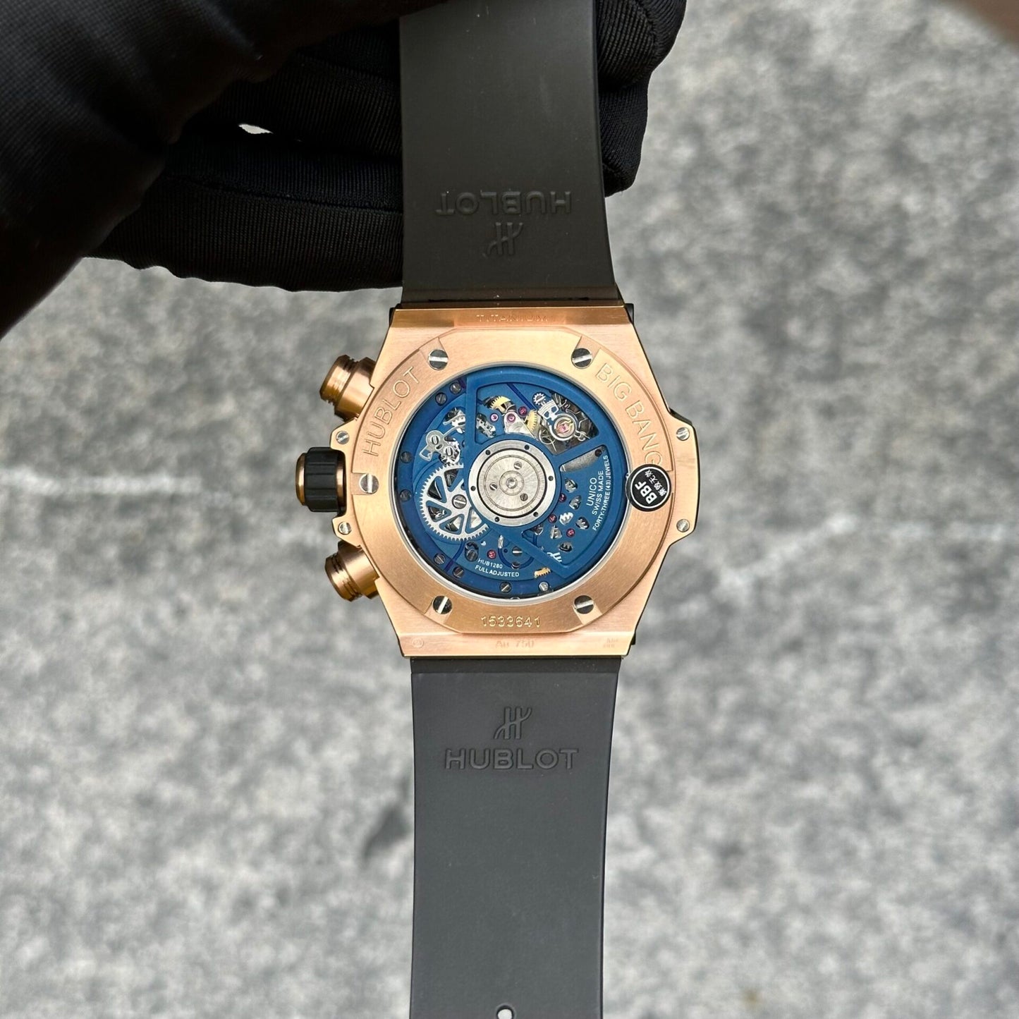 Hublot Replica Watch Big Bang Unico King Gold Blue Ceramic Benzel 44mm