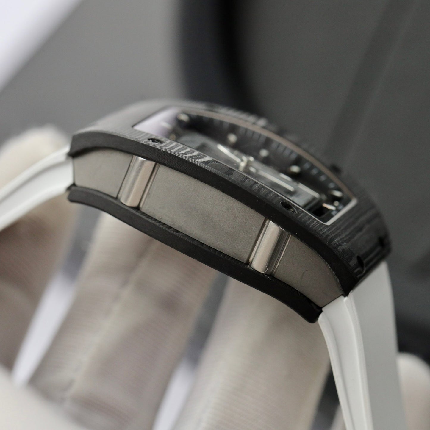 Richard Mille Replica 1:1 Watch RM07 Carbon White Rubber Strap Best Quality 36mm