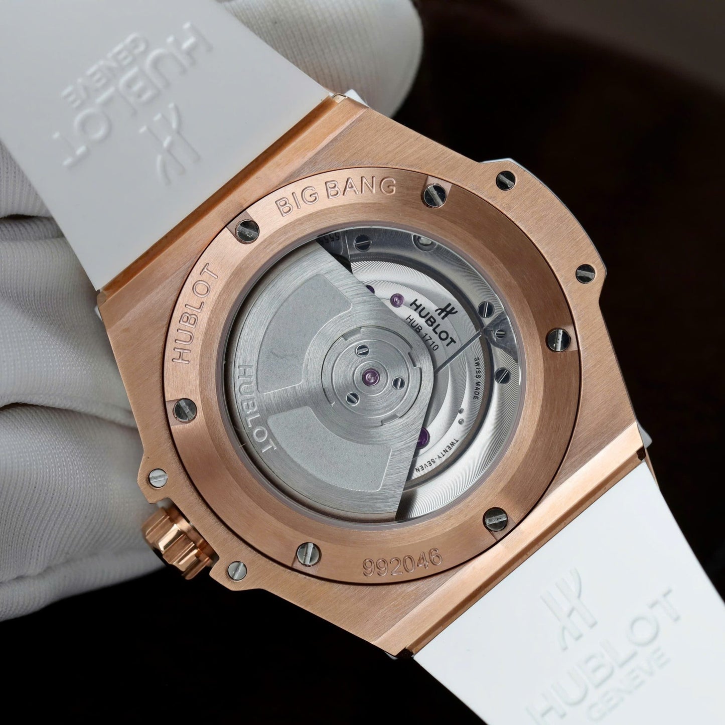 Hublot Big Bang One Click King Gold Replica Watches White Rubber Strap 39mm