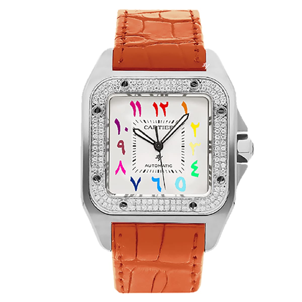 Fake Cartier Replica Watch Santos 100 Anniversary Rainbow Limited Edition Black Custom(1:1 replica)