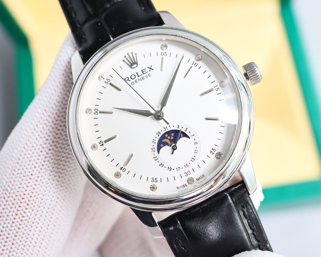 Rolex?? Cellini Moonphase-40mm-Leather-White(1:1 replica)