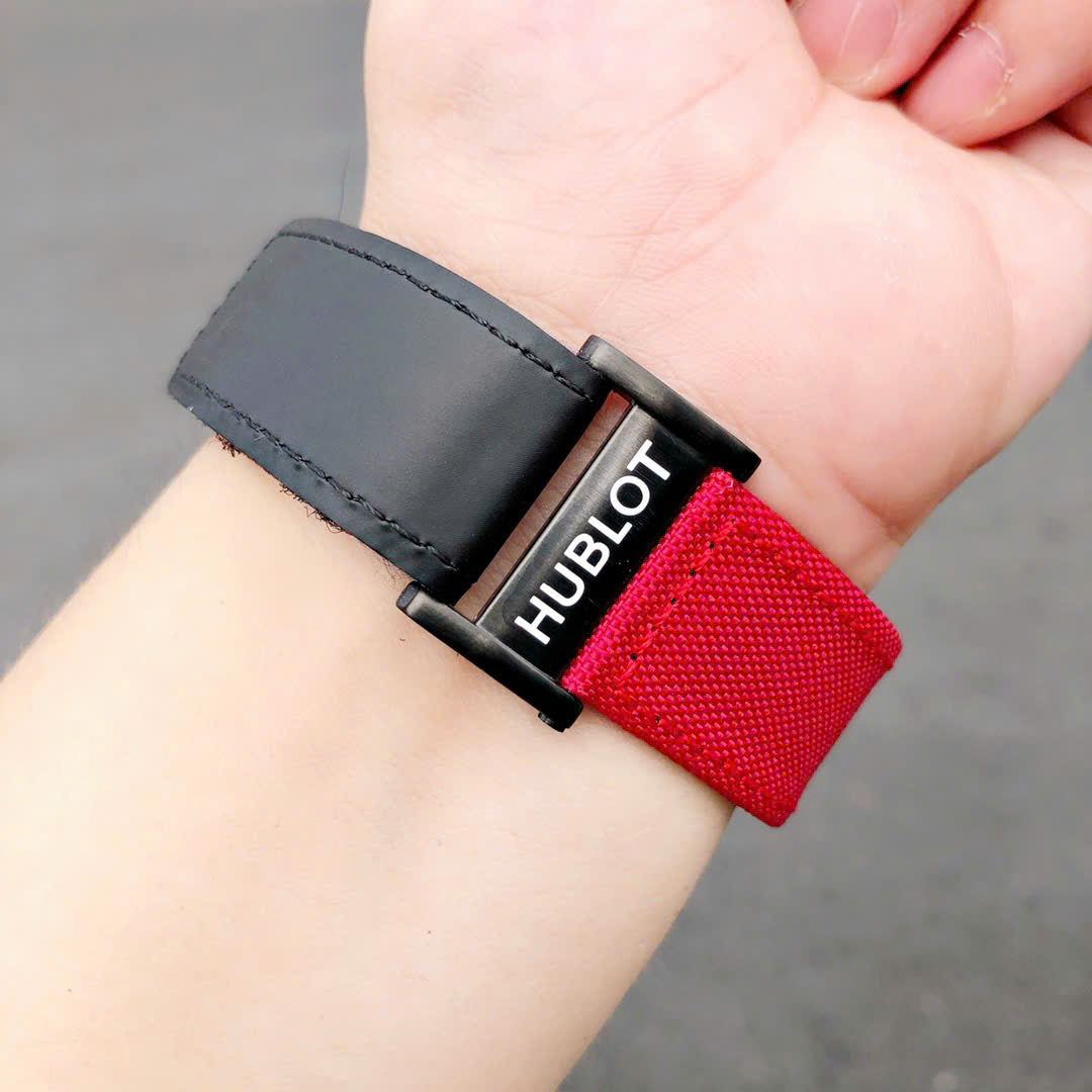 Hublot Big Bang Unico Red Carbon Replica Watches Best Quality Fabric Strap 45mm