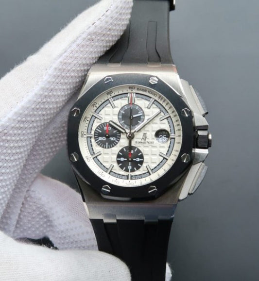 Replica Audemars Piguet JF Royal Oak Offshore 44mm White/Black Dial Rubber Strap A3126