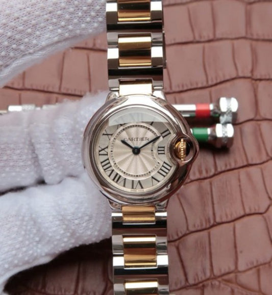 Replica Cartier Ballon Bleu Ladies 28mm SS White Dial SS/YG Bracelet Ronda Quartz