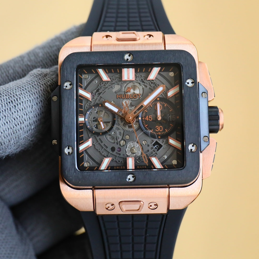 HUBLOT SQUARE BANG UNICO 45mm Rubber Strap(1:1 replica)