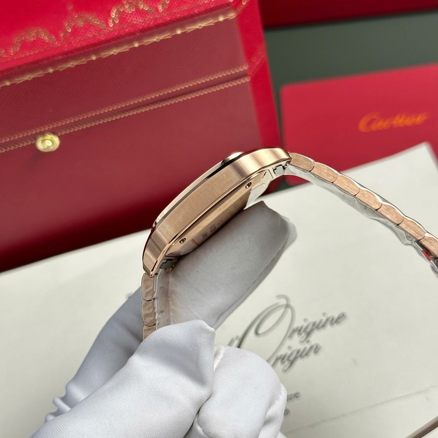 Cartier Santos Rose Gold Replica 11 Watch Dial White BV Factory 35mm