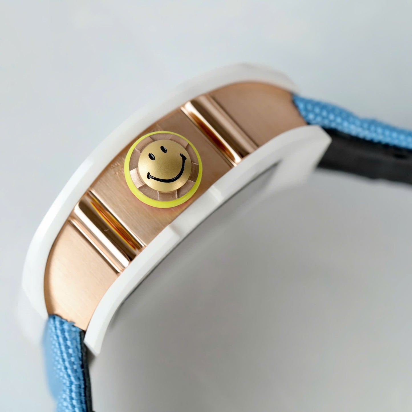 Richard Mille Copies Watches RM88 Smiley Fabic Nato Strap Blue 42mm