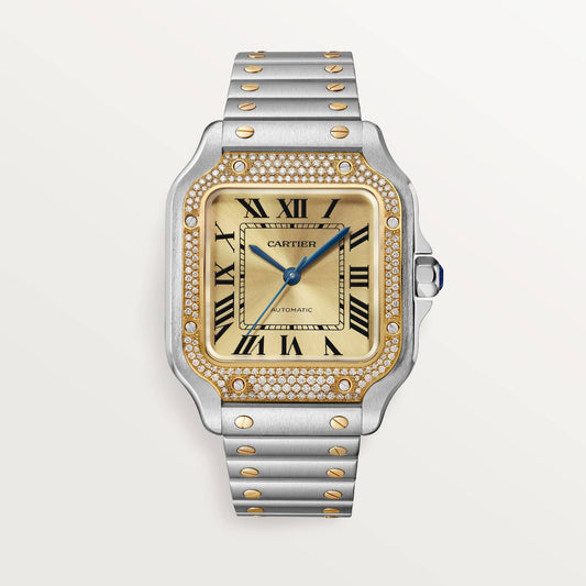 fake cartier watch Santos medium model Manufacture mechanical movement with automatic winding caliber 1847(1:1 replica)