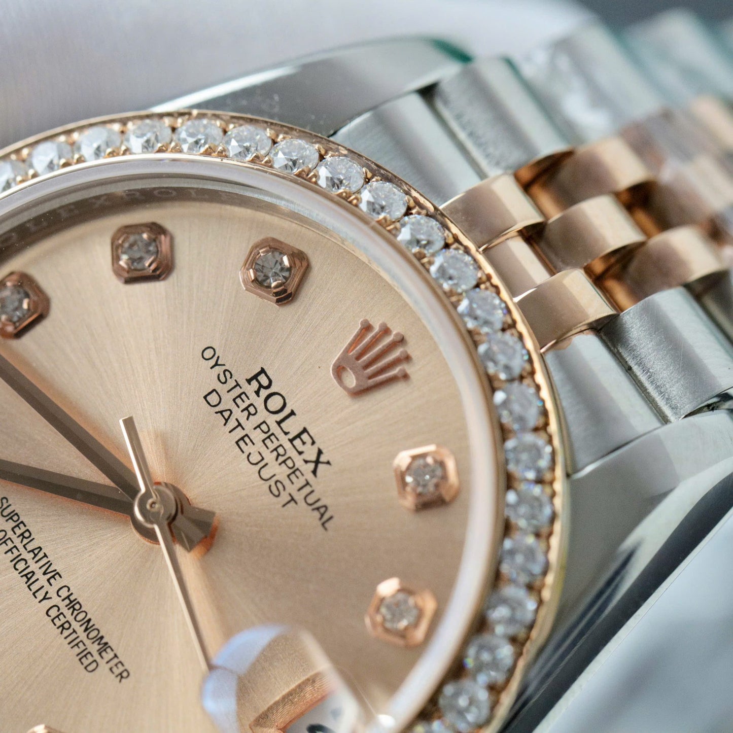 Rolex DateJust Replica Watch Custom Moissanite Diamonds Hong Kong 31mm