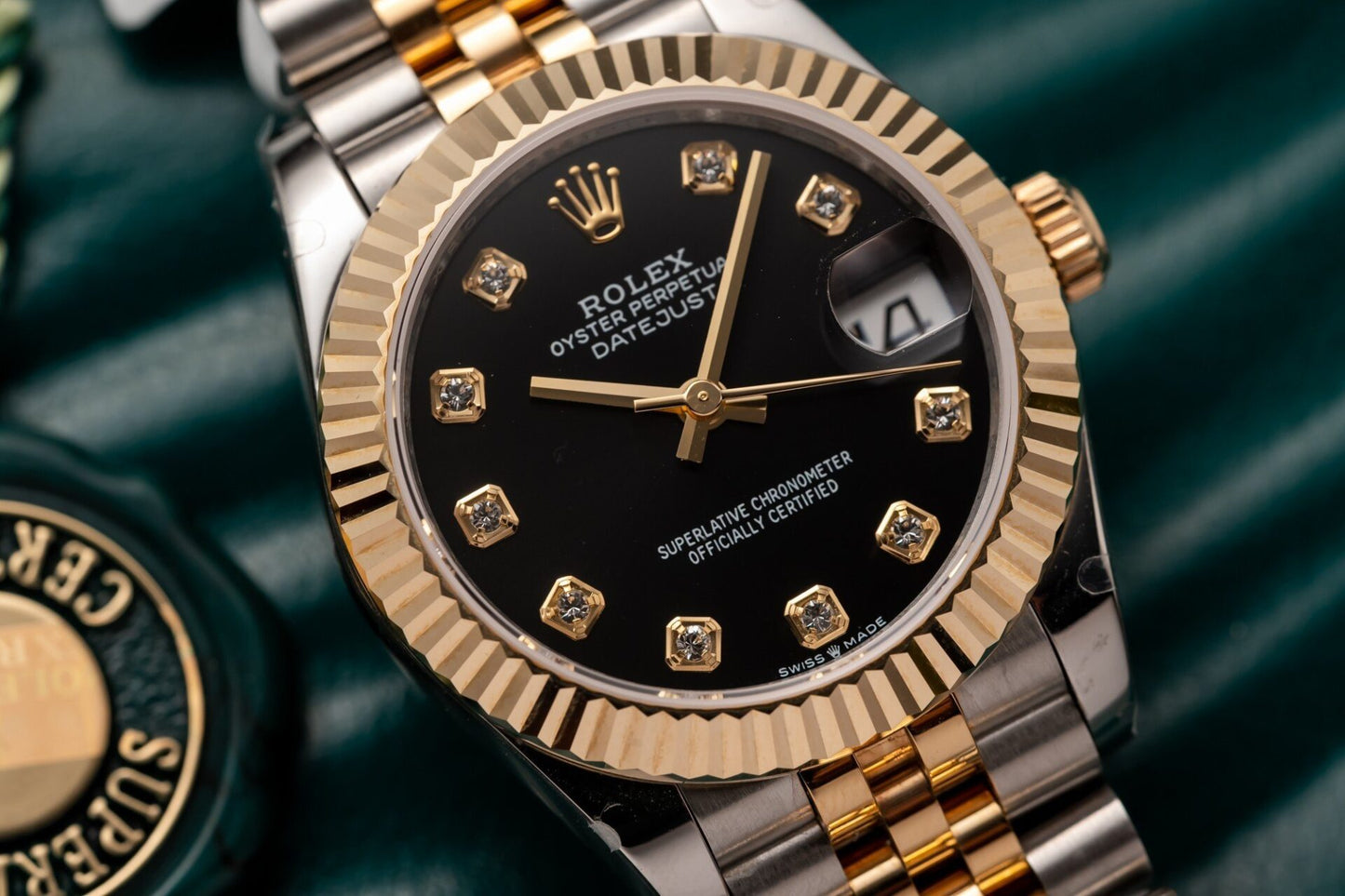 Rolex Best Replica Watches DateJust Gold Wrapped Black Dial 31mm