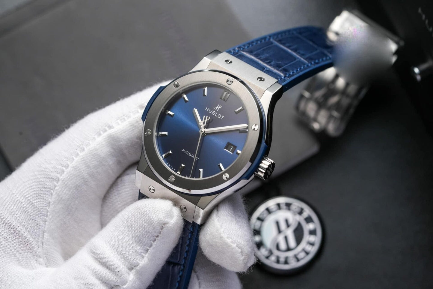 Hublot Classic Fusion Titanium Replica Watch Blue Dial JJF Factory 42mm