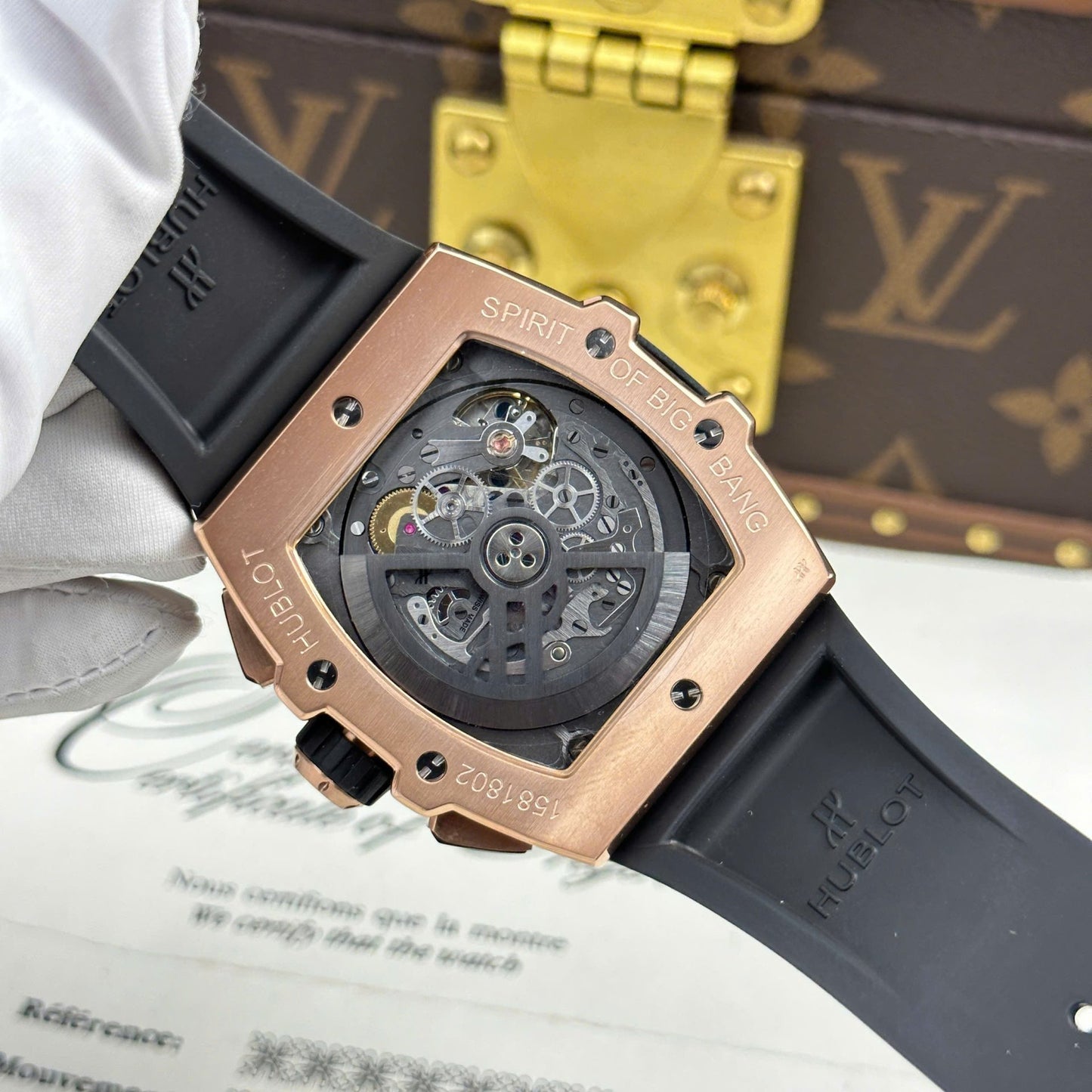 Hublot Spirit Of Big Bang King Gold Replica Watch Bezel Blue BBF Factory 42mm