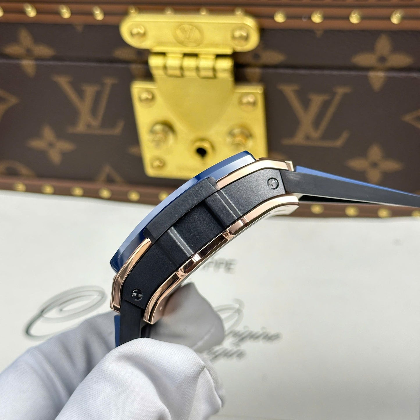 Hublot Spirit Of Big Bang King Gold Replica Watch Bezel Blue BBF Factory 42mm