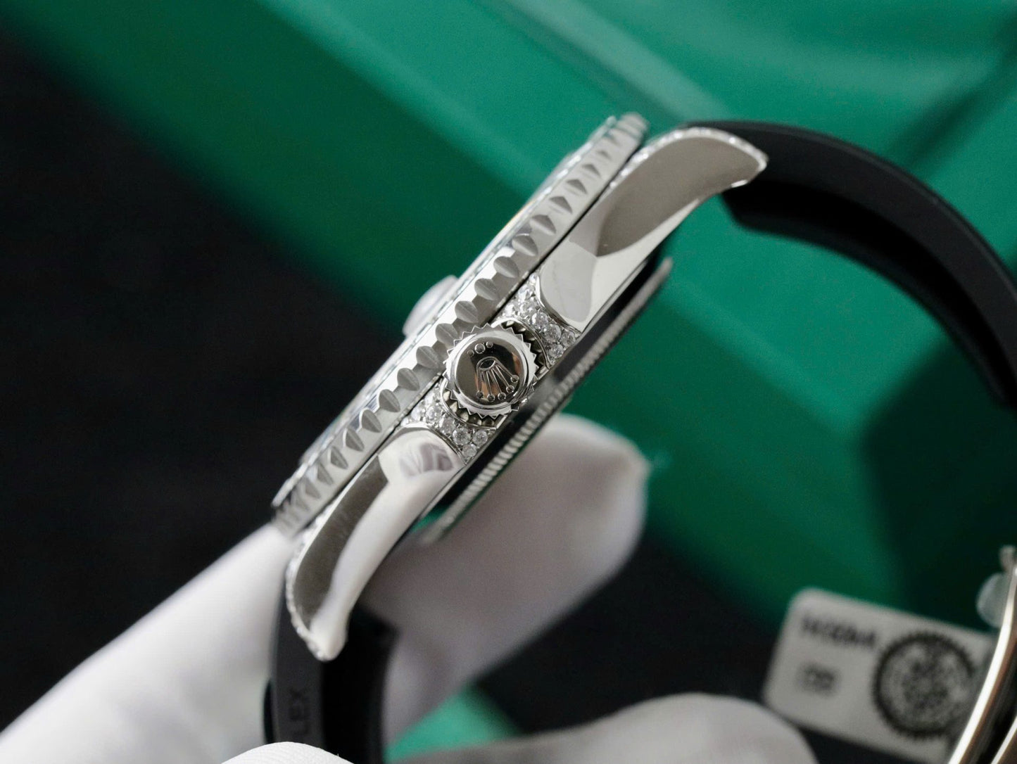 Rolex Yacht-Master Replica Watch Full Diamond Moissanite Rubber Strap 42mm