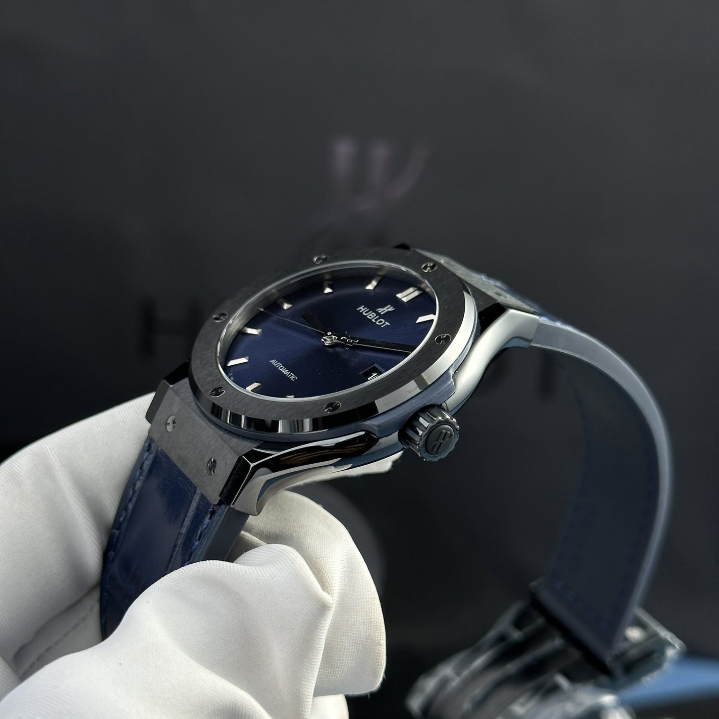 Hublot Replica 11 Watch Black Ceramic Case Blue Dial Refined Movement SW300 JJZ 42mm
