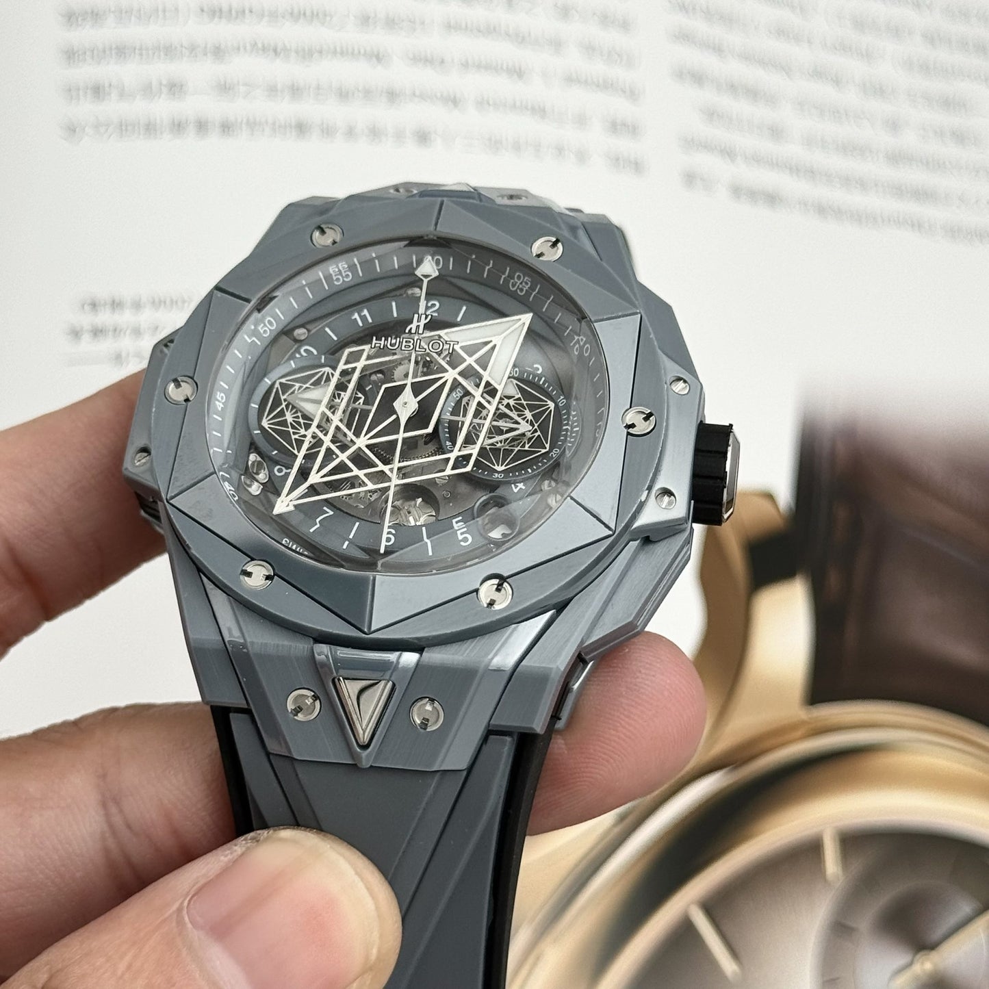Hublot Best Replica Watch Big Bang Sang Bleu II Gray Ceramic BBF 45mm