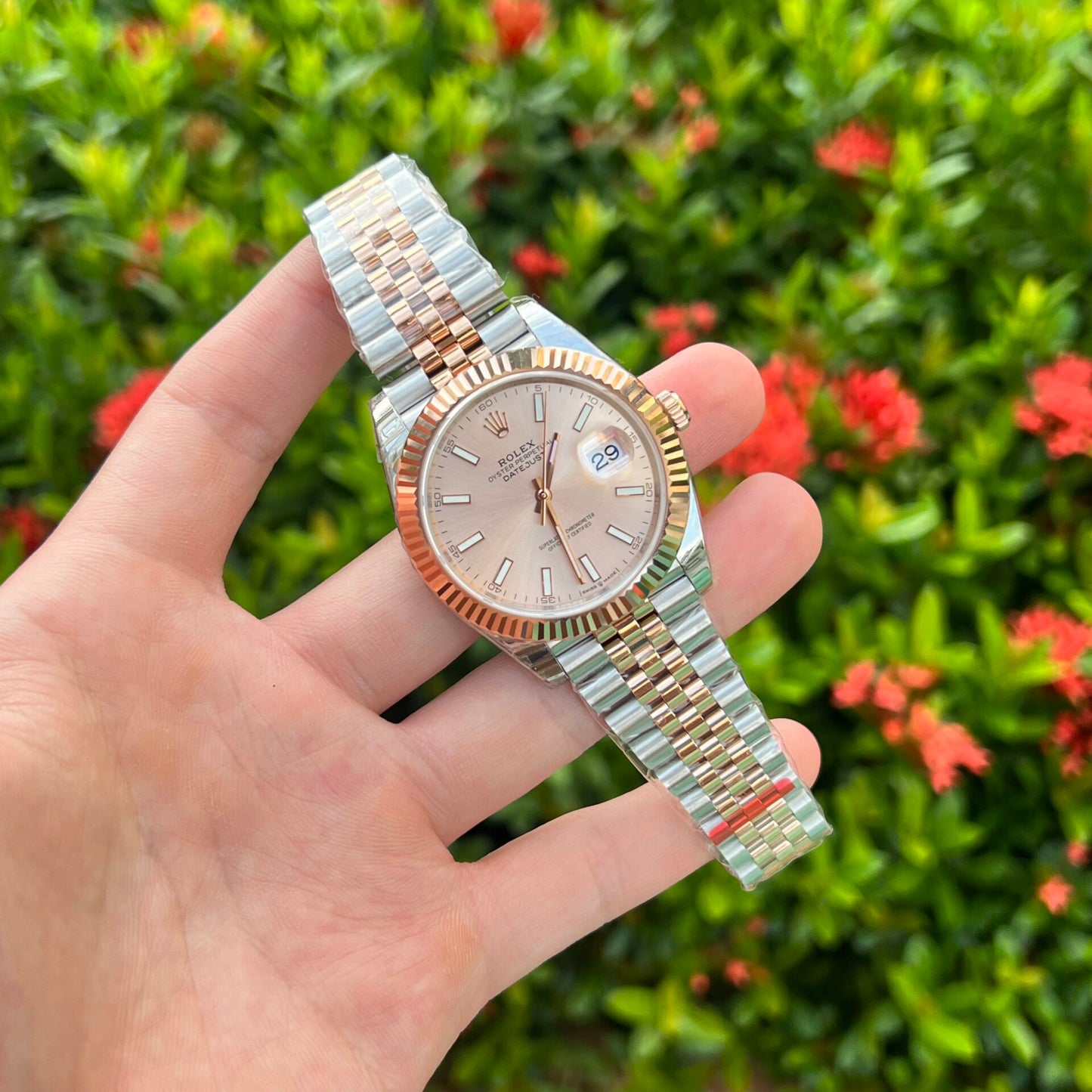 Rolex Replica 11 Watch DateJust Pink Dial Jubilee Strap Factory EW 41mm