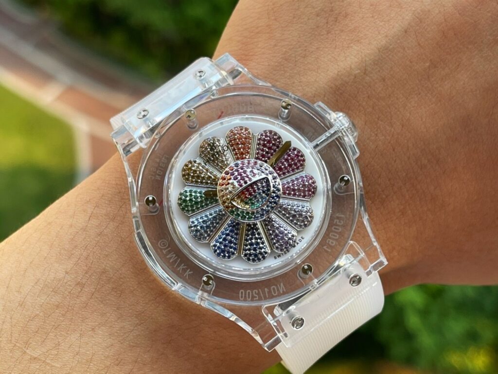 Hublot Replica 1:1 Watch Takashi Murakami Transparent Case Rubber Strap 42mm