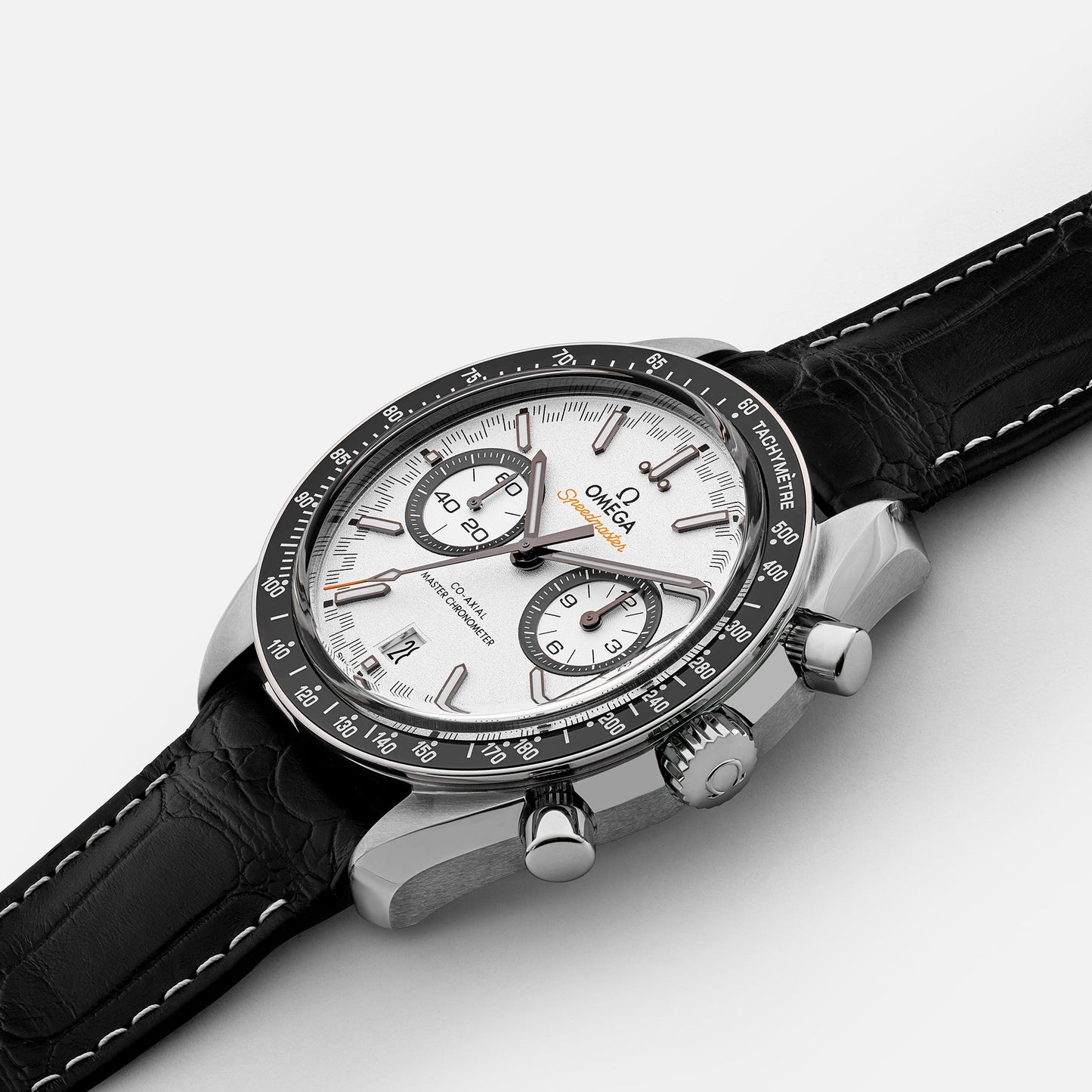 Speedmaster Racing Co-Axial Master Chronometer Chronograph 44.25mm White Dial On Strap(1:1 replica)