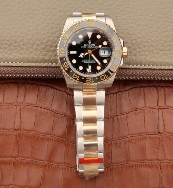 Replica Rolex GMT-Master II 116713 LN Black Ceramic Thick YG Wrapped Noob A3186
