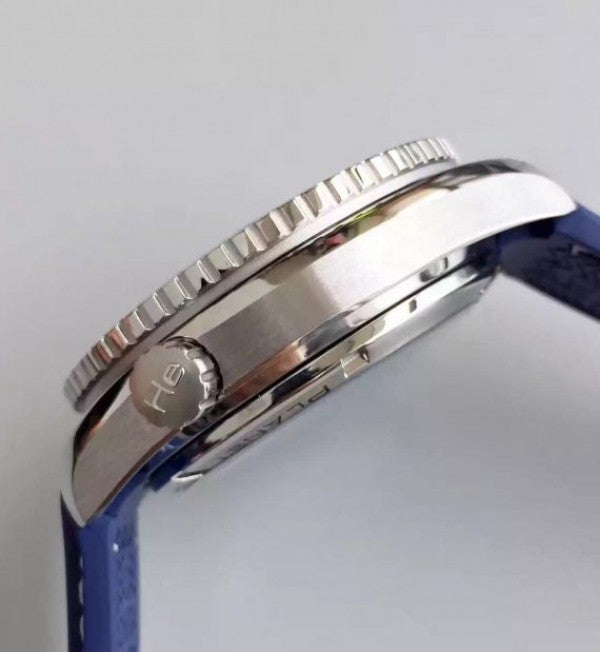 Replica Omega Planet Ocean SS GMT Blue Dial Silver Markers Blue Rubber Strap A8605