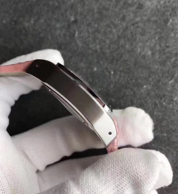 Replica Cartier Santos 100 33mm SS White Dial Pink Leather Strap SEIKO NH05A