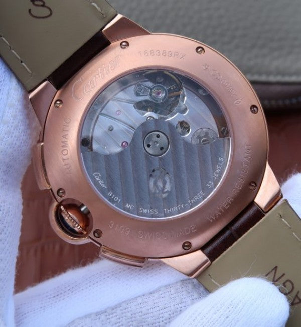 Replica Cartier Ballon Bleu De Cartier Chrono RG White Dial A8101