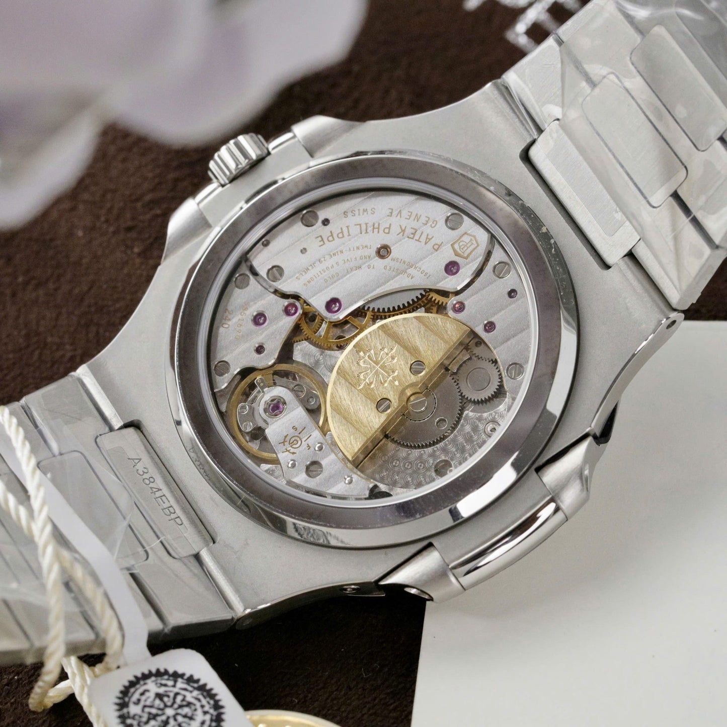 Patek Philippe Nautilus 5724G Refined Dial Replica Watch Custom Diamonds Moissanite Baguette 40mm