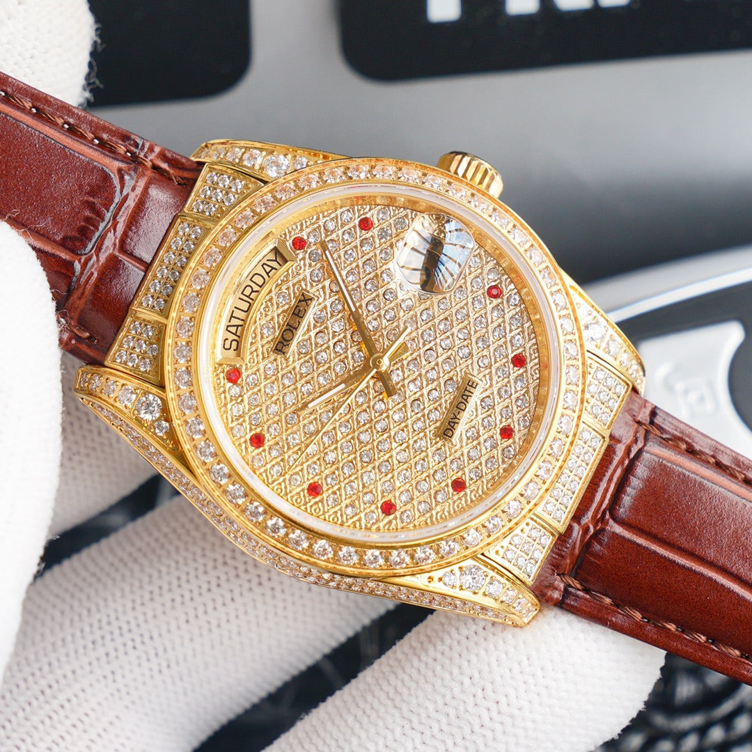 Rolex new full-diamond logotype - full diamonds with classic lettering - official size 36mm(1:1 replica)