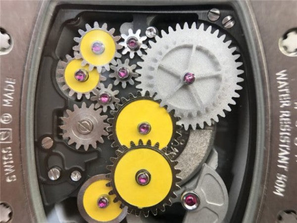 Replica Richard Mille RM018 Hommage a Boucheron SS Yellow Skeleton Dial Black Rubber Strap 6T51