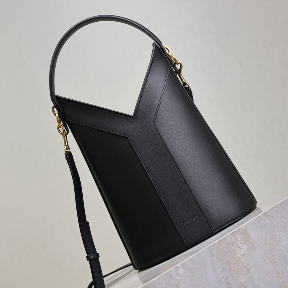 YSL Y top-handle bucket in leather(HIGH-END GRADE)