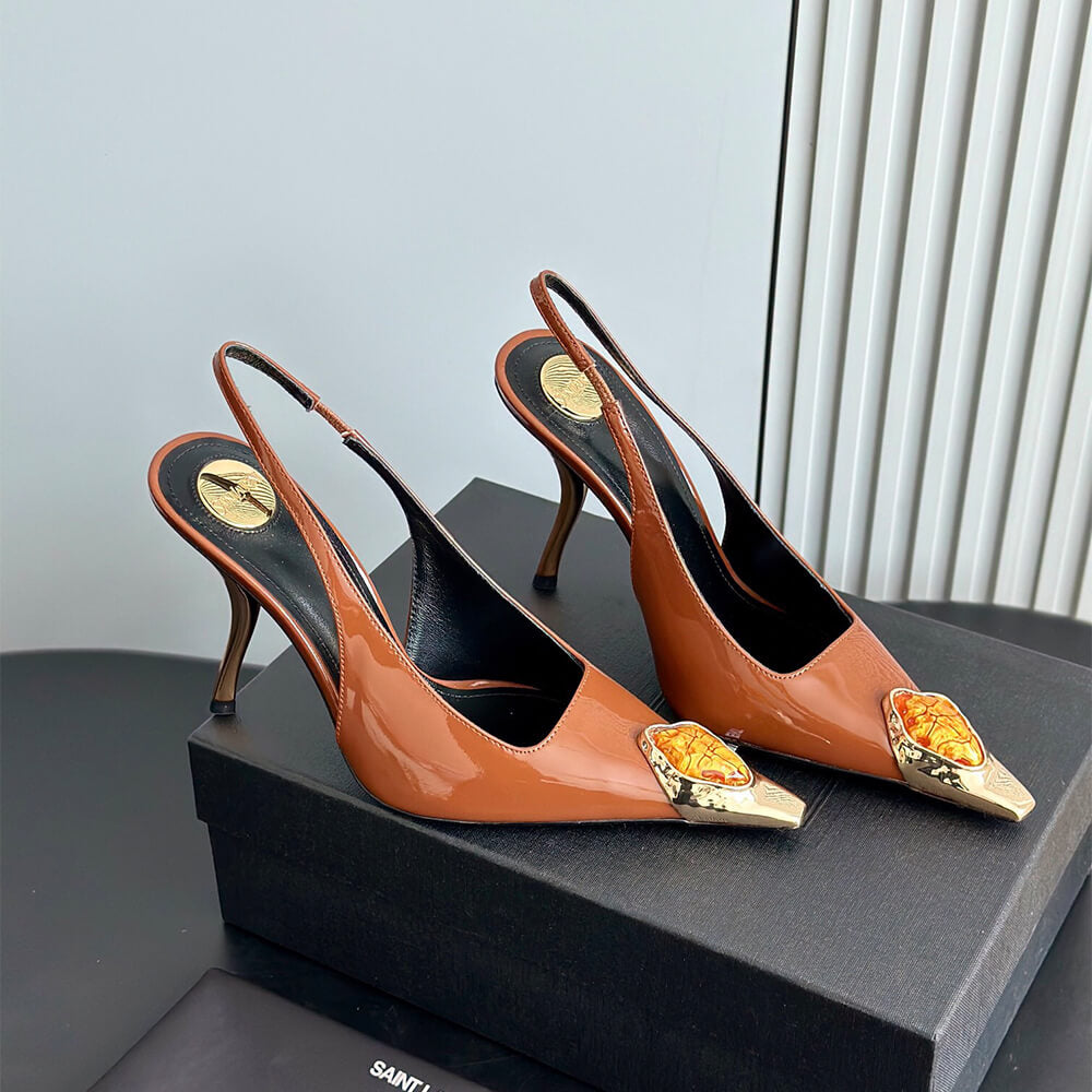 YSL Loulou Slingback Pumps in Patent Leather