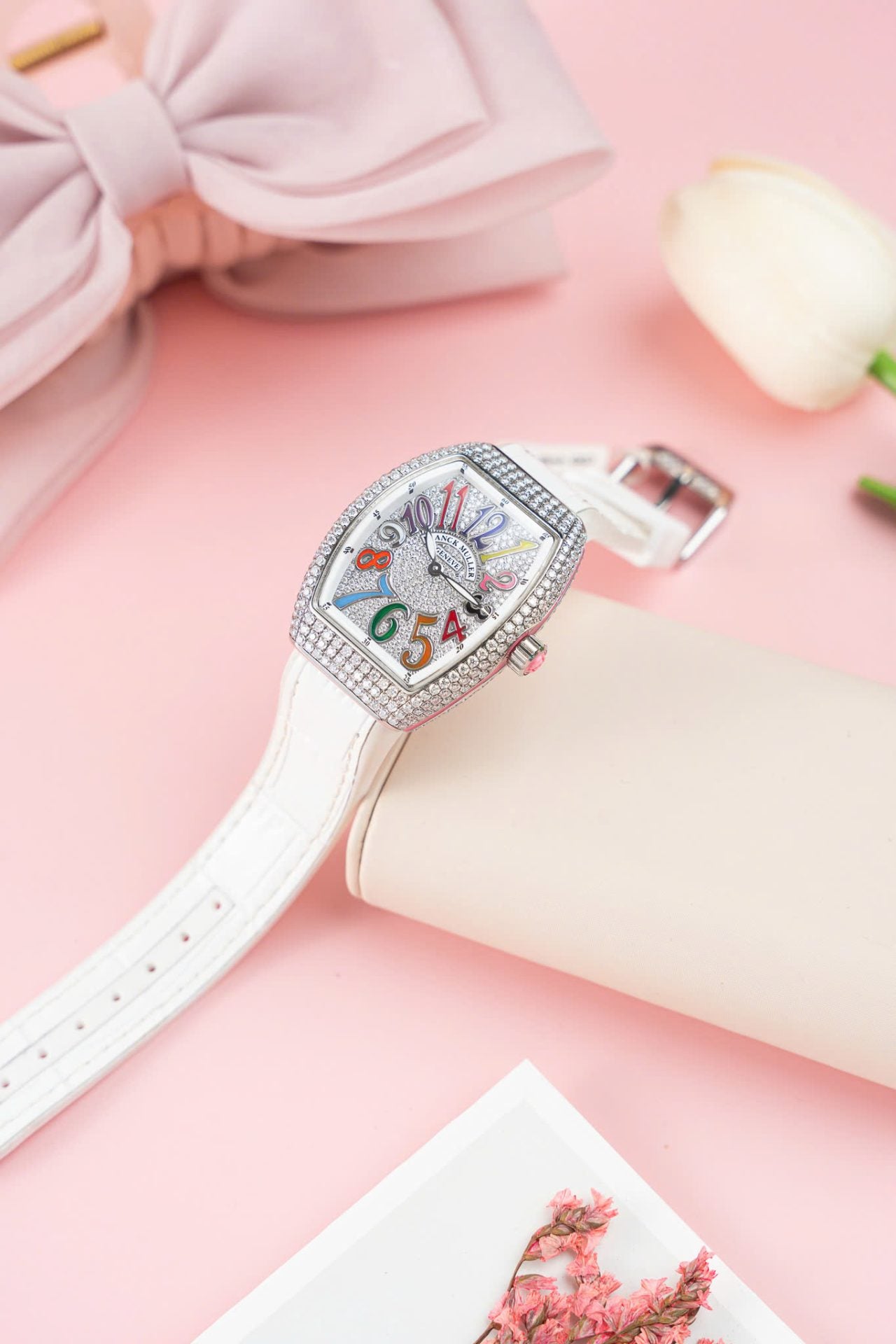 Franck Muller V32 Copies Watches Custom Diamonds Moissanite Hong Kong 36mm