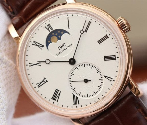 Replica IWC Vintage IW544803 White Dial RG Brown Leather Strap