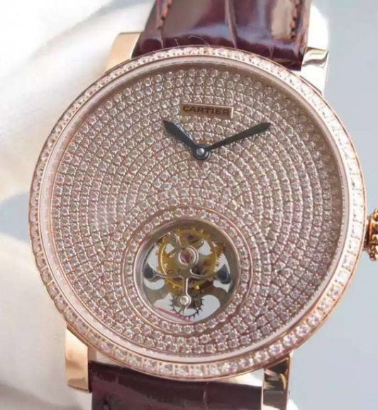 Replica Cartier Rotonde De Cartier Tourbillon RG Full Diamonds