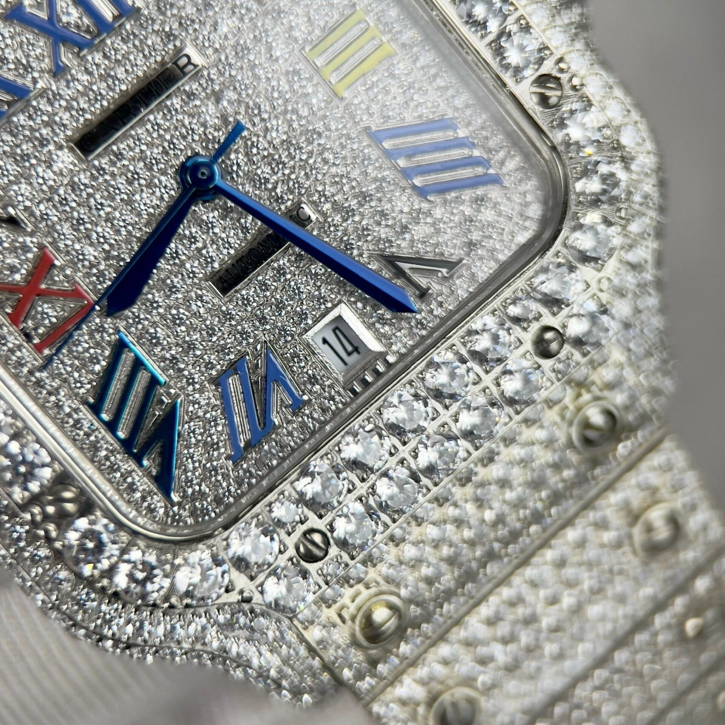 Cartier Santos Best Replica Watch With Full Stone 39.8mm